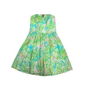 Lilly Pulitzer Strapless Richelle Mini Dress Elephant Ear Corset Top Tie Back 00
